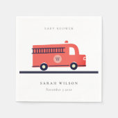 Chic Red Navy Fire Truck Engine Baby shower Servet (Voorkant)