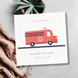 Chic Red Navy Fire Truck Engine Baby shower Servet