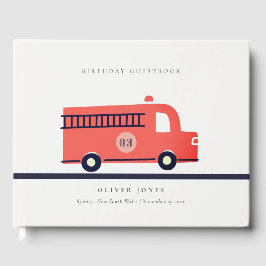 Chic Red Navy Fire Truck Engine Elke zondag Gastenboek