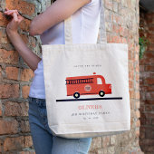 Chic Red Navy Fire Truck Engine Elke zondag Tote Bag