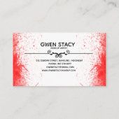 Chic Red Paint Splash op gewoon wit Visitekaartje (Achterkant)