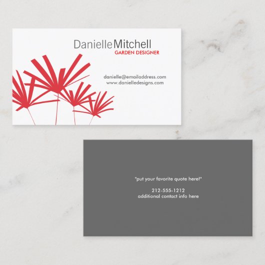 Chic Red Palms Visitekaartje (Voorkant / Achterkant)