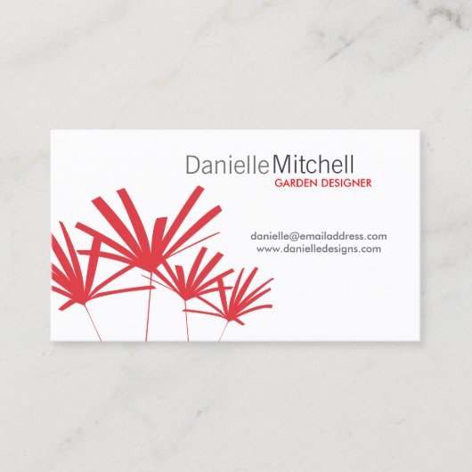 Chic Red Palms Visitekaartje (Voorkant)