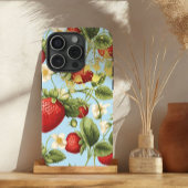 Chic Red, Pastel Blue en Goud Aardbeienfruit Case-Mate iPhone Case