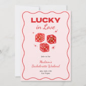Chic Red Pink Lucky In Love Bachelorette Itinerary Kaart (Voorkant)