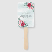 Chic Red Pink Peony Sage Foliage Weddenschap Bedan Handwaaier (Achterkant)