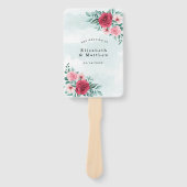 Chic Red Pink Peony Sage Foliage Weddenschap Bedan Handwaaier (Voorkant)