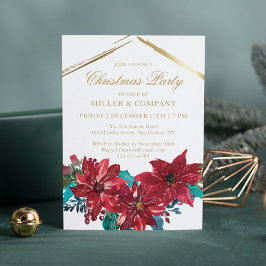 Chic Red Poinsettia Corporate Kerstparty Kaart