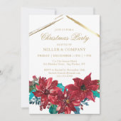Chic Red Poinsettia Corporate Kerstparty Kaart (Voorkant)