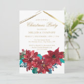 Chic Red Poinsettia Corporate Kerstparty Kaart (Staand voorkant)