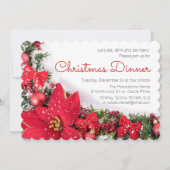 Chic Red Poinsettia Pine-kerstfeest Kaart (Voorkant)