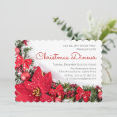 Chic Red Poinsettia Pine-kerstfeest Kaart (Staand voorkant)