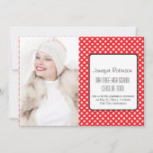 Chic Red Polka Dots Afstuderen Kaart (Voorkant)