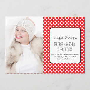 Chic Red Polka Dots Afstuderen Kaart