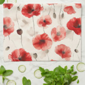 Chic red poppies script name  theedoek (Gevouwen)