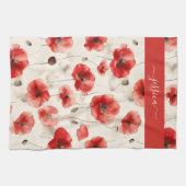 Chic red poppies script name  theedoek (Horizontaal)