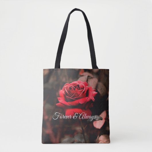 Chic Red Rose Design – Stijlvolle bloemen aanpasse Tote Bag (Voorkant)