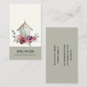 CHIC RED ROSE FLORAL WOOD HOME BED BED BREAKFAST VISITEKAARTJE (Voorkant / Achterkant)