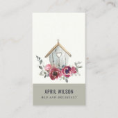 CHIC RED ROSE FLORAL WOOD HOME BED BED BREAKFAST VISITEKAARTJE (Voorkant)