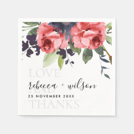 CHIC RED ROSE PEONY FLORAL LOVE AND BEDANKT WEDING SERVET