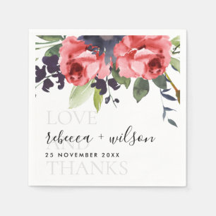 CHIC RED ROSE PEONY FLORAL LOVE AND BEDANKT WEDING SERVET