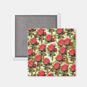 Chic Red Rose Wallpaper Collage Magneet (Voorkant / Achterkant)