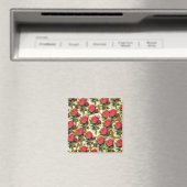 Chic Red Rose Wallpaper Collage Magneet (Insitu (Vaatwasser))