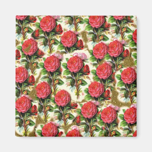 Chic Red Rose Wallpaper Collage Magneet (Voorkant)