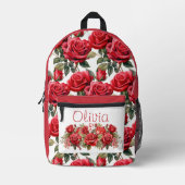 Chic Red Roses Bedrukte Rugzak (Voorkant)
