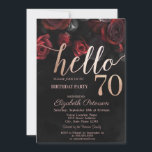 Chic Red Roses Black 70th Birthday Party Kaart<br><div class="desc">Elegant rode rozen op zwarte achtergrond.</div>