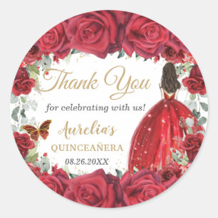 Chic Red Roses Bloemen Vlinders Prinses Favoriet Ronde Sticker