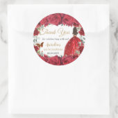 Chic Red Roses Bloemen Vlinders Prinses Favoriet Ronde Sticker (Tas)