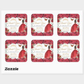 Chic Red Roses Bloemen Vlinders Prinses Favoriet Vierkante Sticker (Vel)