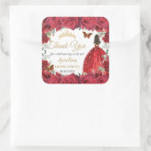 Chic Red Roses Bloemen Vlinders Prinses Favoriet Vierkante Sticker (Tas)