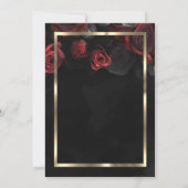 Chic Red Roses Gold Lijst Black Quinceañera Kaart (Achterkant)