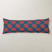 Chic Red Roses op Blue Custom Pillow Lichaamskussen (Voorkant)
