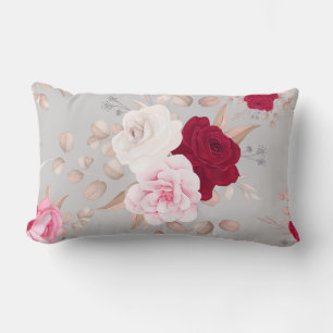 chic red, roze floral kussen
