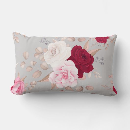 chic red, roze floral kussen (Voorkant)