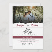 Chic Red Ruby save the date, plaats jouw foto Kaart (Voorkant)