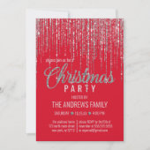 Chic Red Silver Glitter Fringe Curtain met kerstmi Kaart (Voorkant)