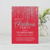 Chic Red Silver Glitter Fringe Curtain met kerstmi Kaart (Staand voorkant)