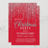 Chic Red Silver Glitter Fringe Curtain met kerstmi Kaart (Voorkant / Achterkant)