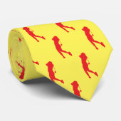 Chic Red Sports Lady Golfer Silhouette Stropdas (Opgerold)