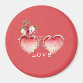Chic Red Strawberry Heart Colored Glasses Magneet (Voorkant)