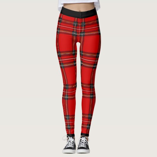 Chic red tartan plaid leggings (Voorkant)
