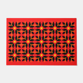 Chic Red Tegel Flowers Patroon Grote Deuren Deurmat