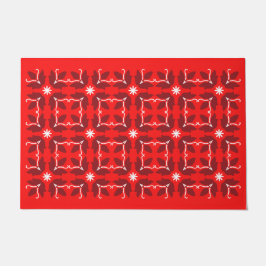 Chic Red Tegel Flowers Patroon Grote Deuren Deurmat