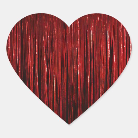 Chic Red Tinsel Stripes Hart Sticker (Voorkant)