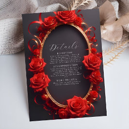 Chic Red Turkish Rozen Golden Lijst Details Informatiekaartje