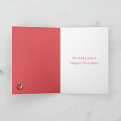 Chic Red White Daisy Flower Ladybug Birthday Kaart (Binnen)